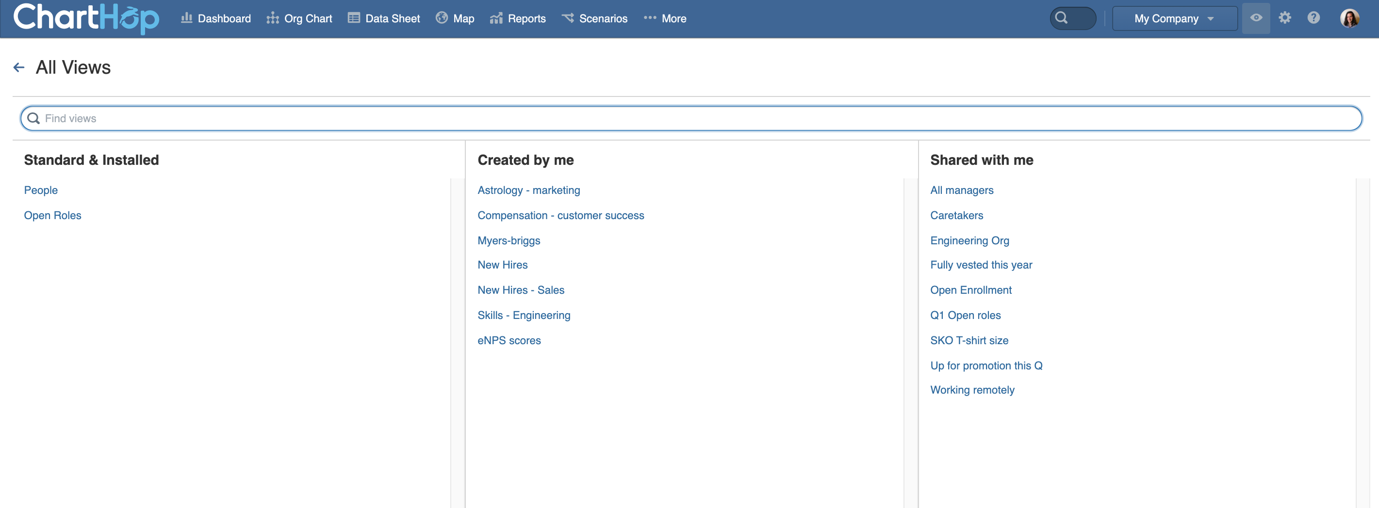 ChartHop view all Views